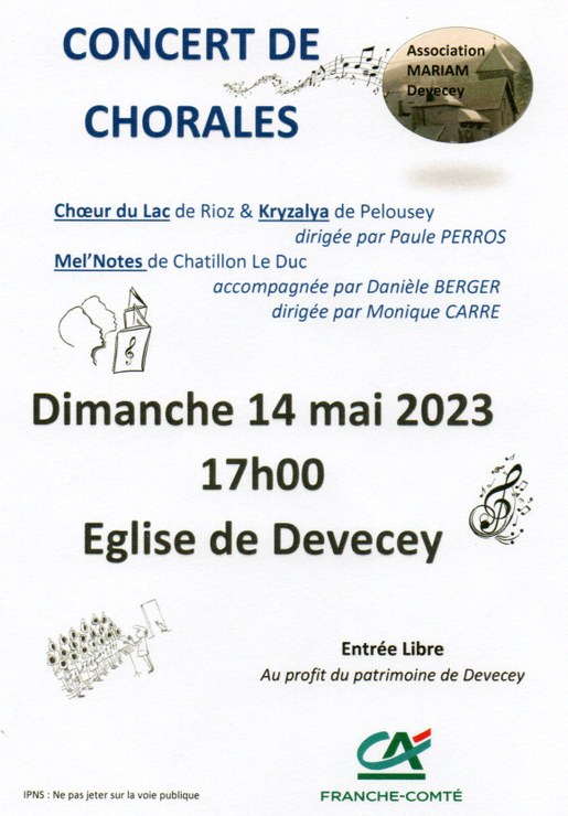 Concert de chorales - Eglise de Devecey - 14 mai 2023