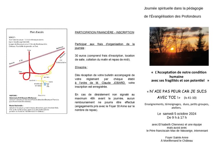 Journée spirituelle dans la pédagogie de l’Évangélisation des Profondeurs